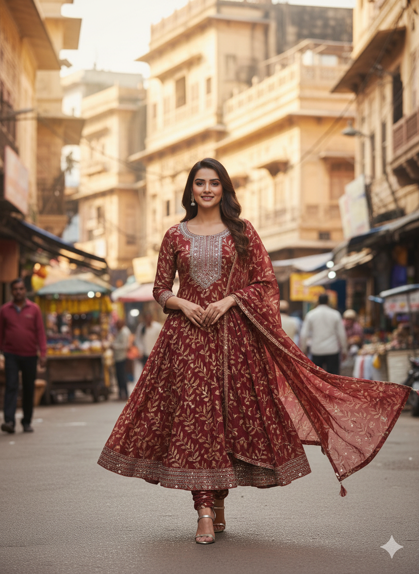 Ethnic Premium Annarkali Heavy work Suit for Women