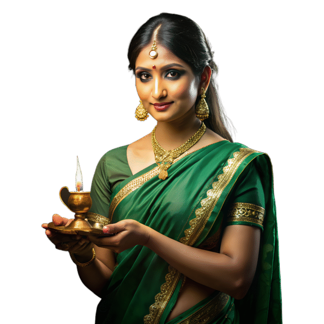—Pngtree—indian woman in green saree_21145627